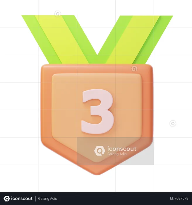 Third Place Bronze Medal  3D Icon