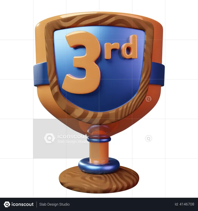 Third Place Trophy  3D Illustration