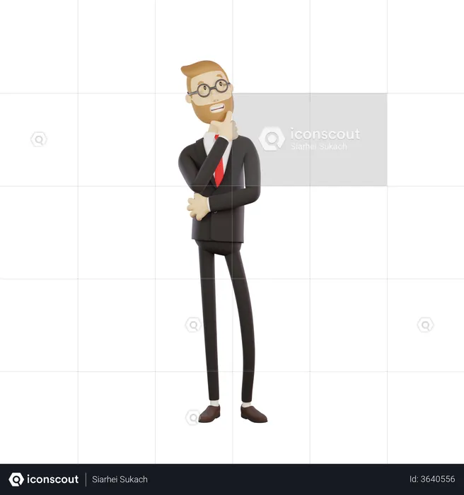 Thoughtful businessman  3D Illustration