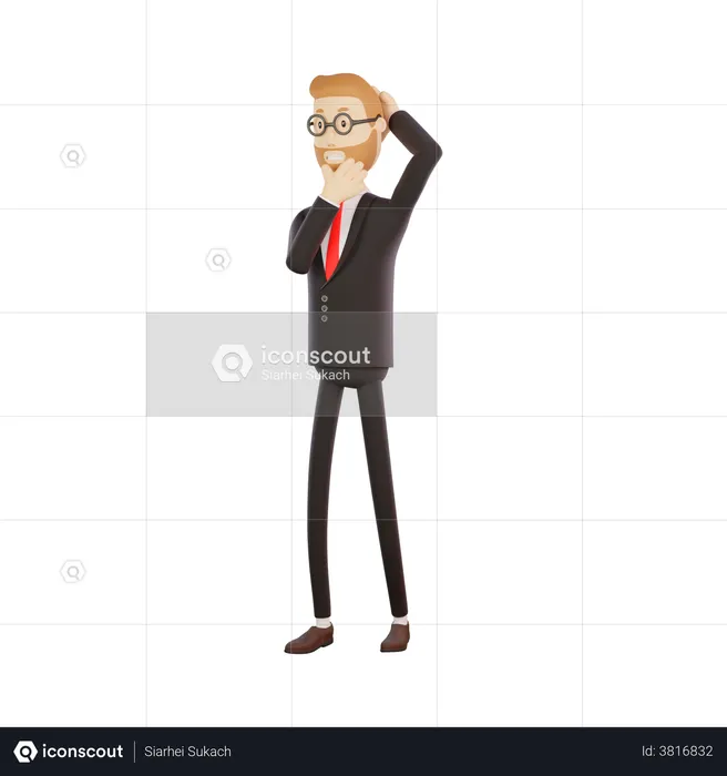 Thoughtful Businessman  3D Illustration