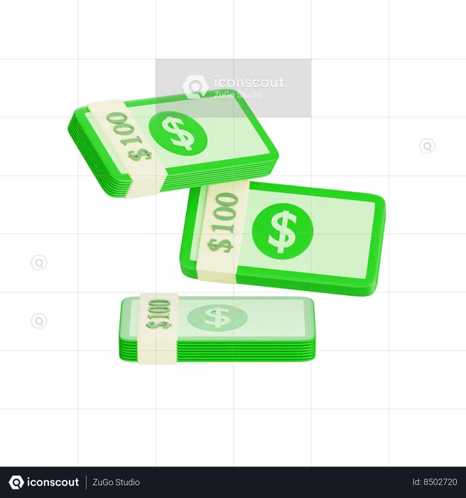 Three Bendles Of Money  3D Icon
