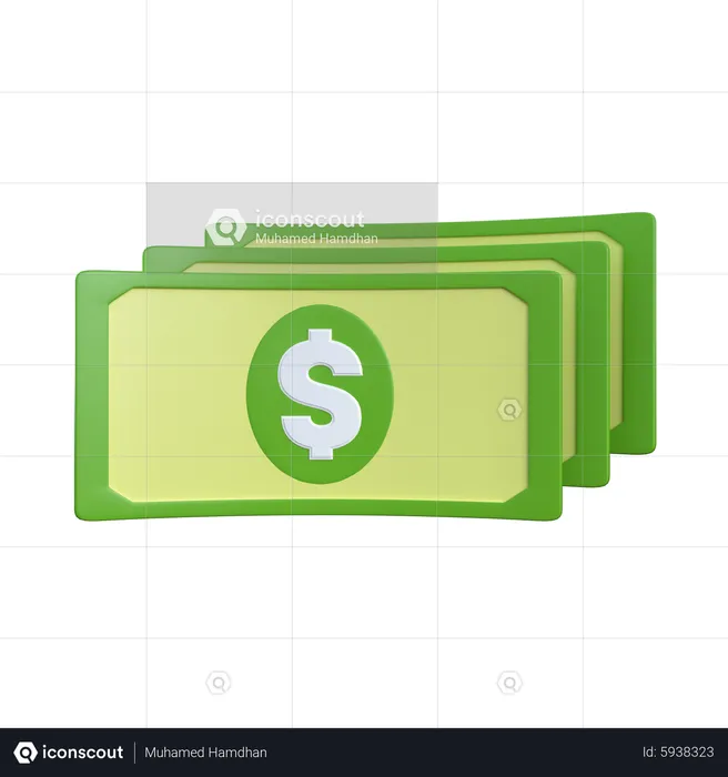 Three Dollar  3D Icon