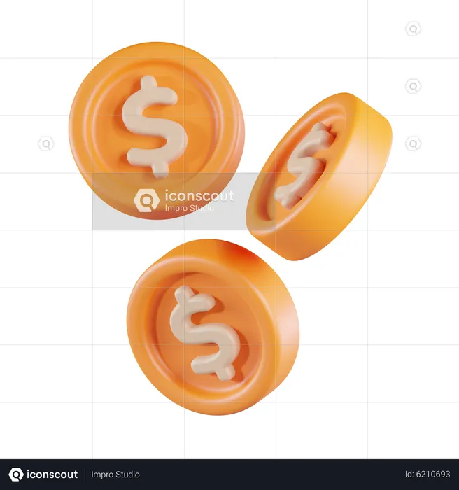 Three Dollar Coin  3D Icon