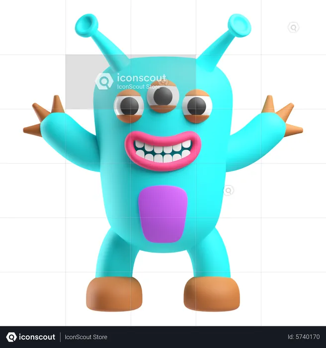 Three Eye Monster  3D Icon