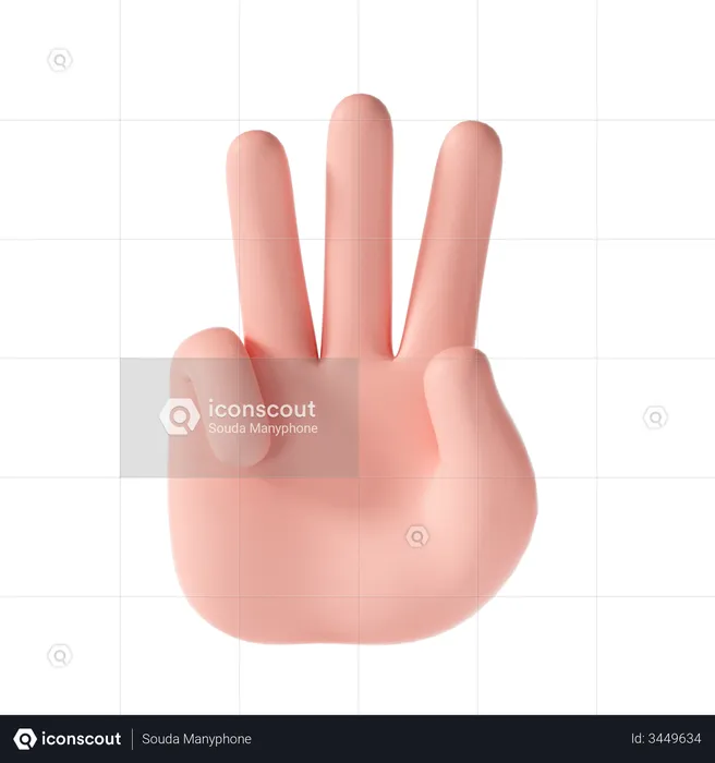 Three finger gesture  3D Illustration