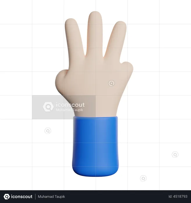 Three Finger Gesture  3D Illustration