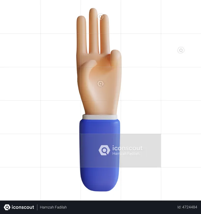 Three Finger Gesture  3D Illustration