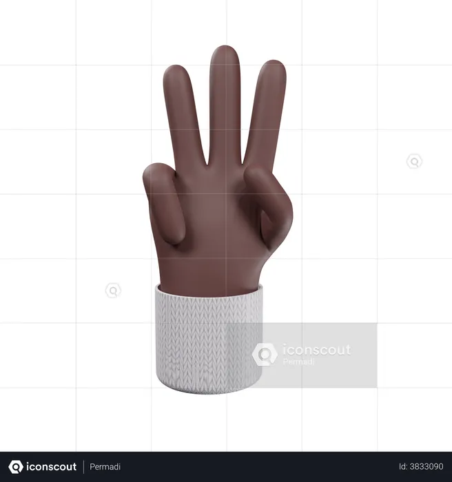 Three finger gesture  3D Illustration