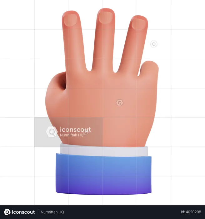 Three finger gesture  3D Illustration