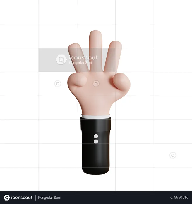Three Finger Gesture  3D Icon