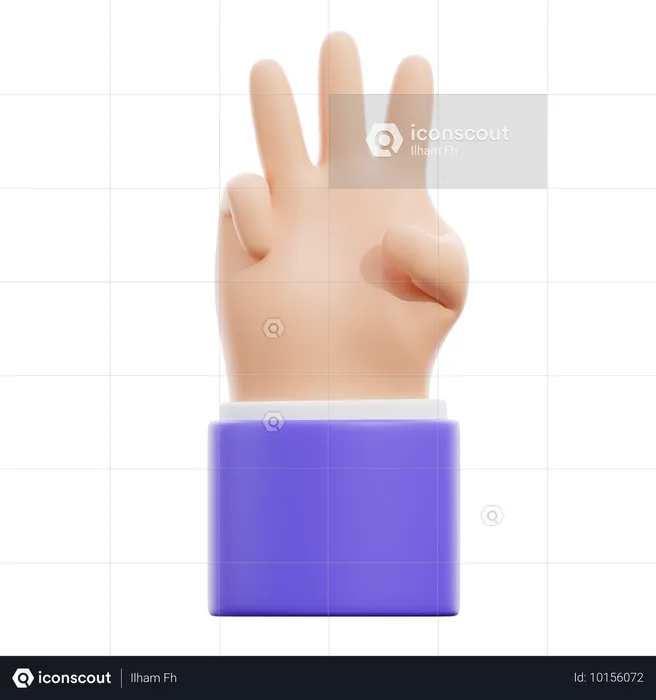 Three Finger Hand Gesture  3D Icon