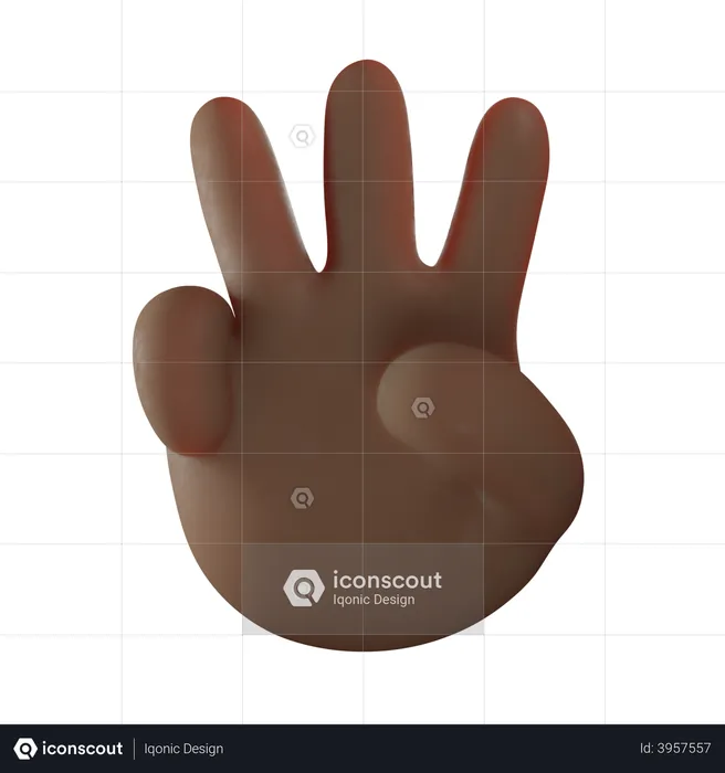 Three Finger Hand Gesture  3D Illustration