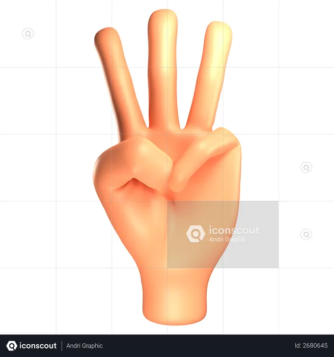 Three fingers hand gesture  3D Illustration