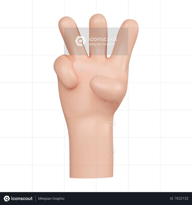 Three Fingers Hand Gesture Emoji 3D Icon