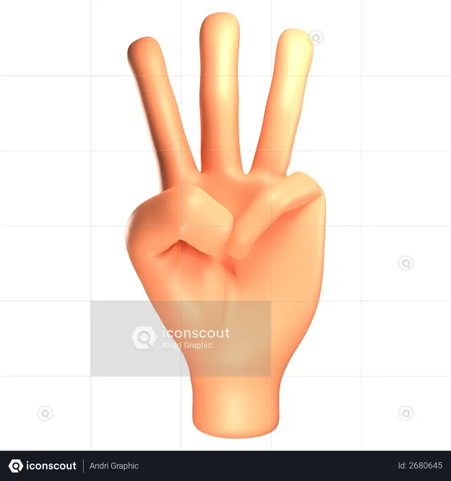 Three Fingers Hand Gesture  3D Illustration