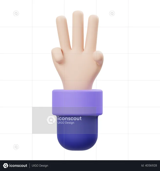 Three Fingers Hand Gesture  3D Illustration