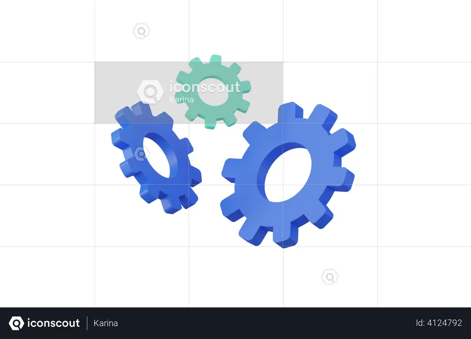 Three gears  3D Icon