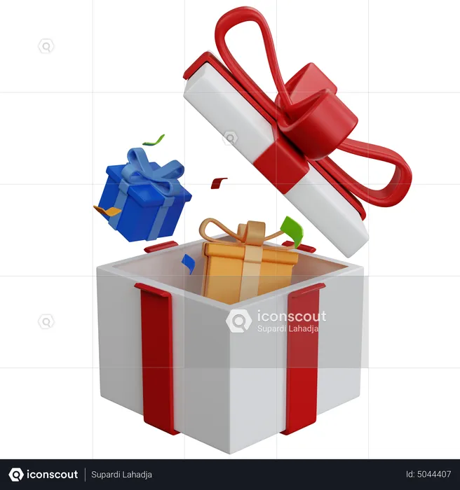 Three Gift Boxes With Confetti Paper  3D Icon