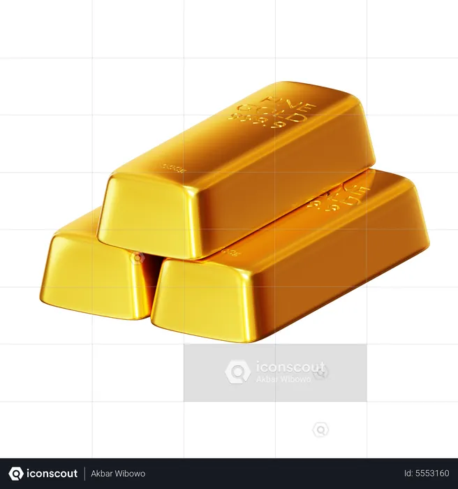 Three Gold Bars  3D Icon