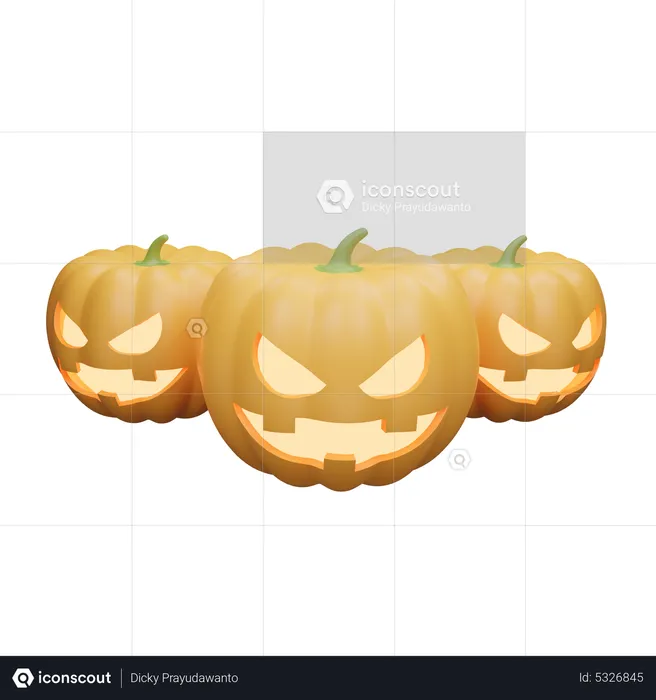 Three halloween pumpkins  3D Icon