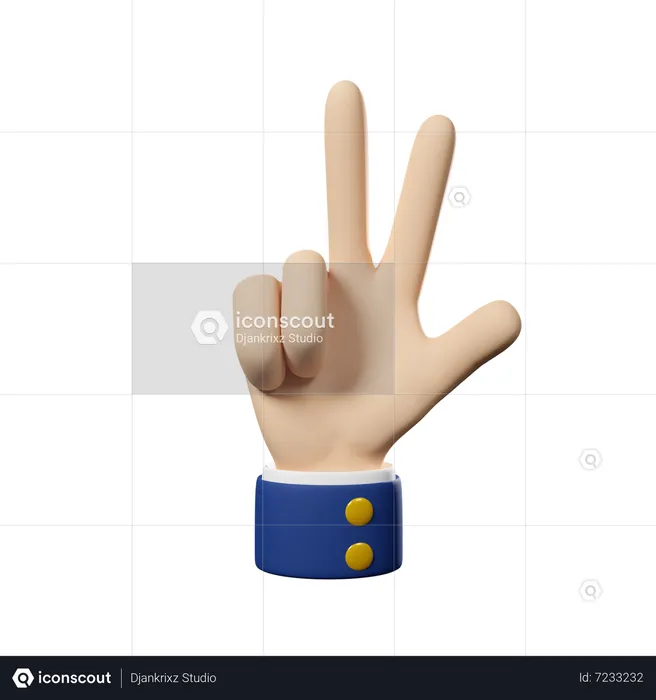 Three Hand Gesture  3D Icon