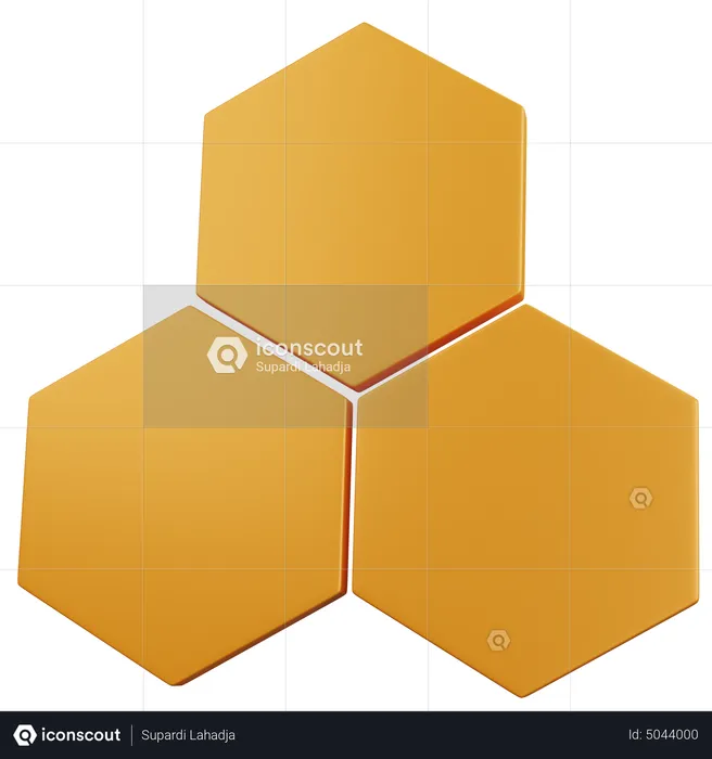 Three Hexagons  3D Icon