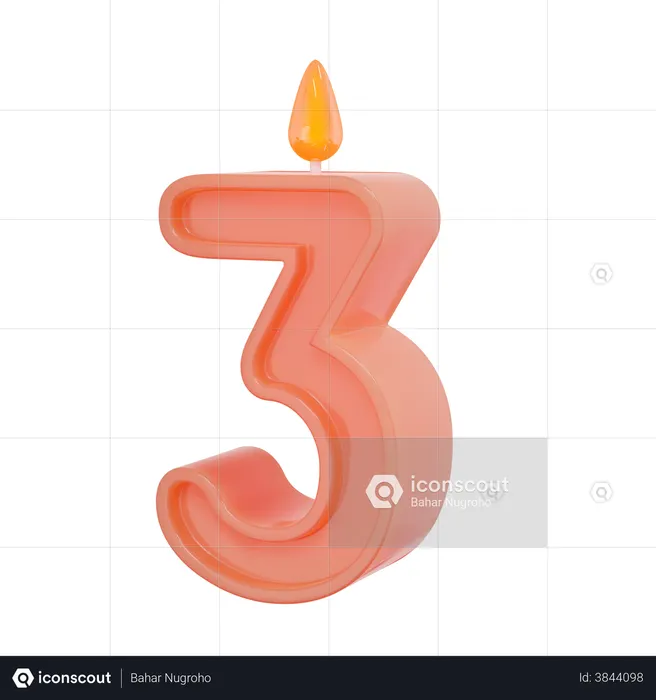 Three Number Candle  3D Illustration