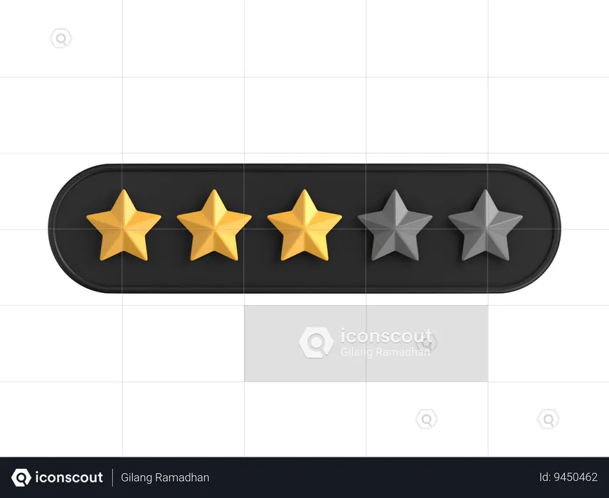 Three of Five Star Rating  3D Icon