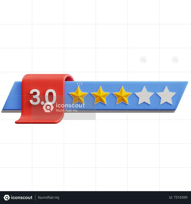 Three Of Five Star Rating  3D Icon