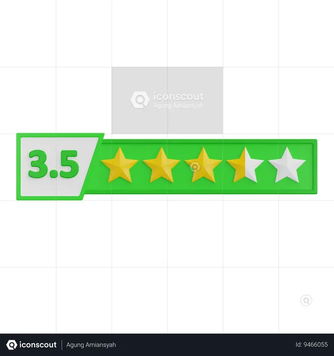 Three Points Five Star Rating  3D Icon