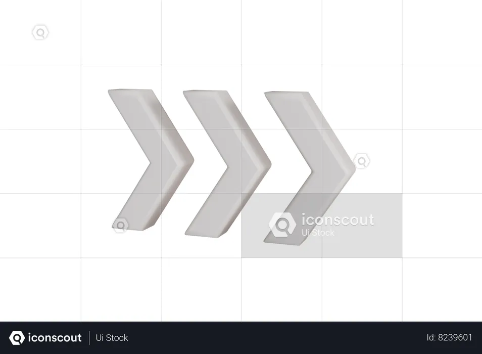 Three Right Chevron  3D Icon