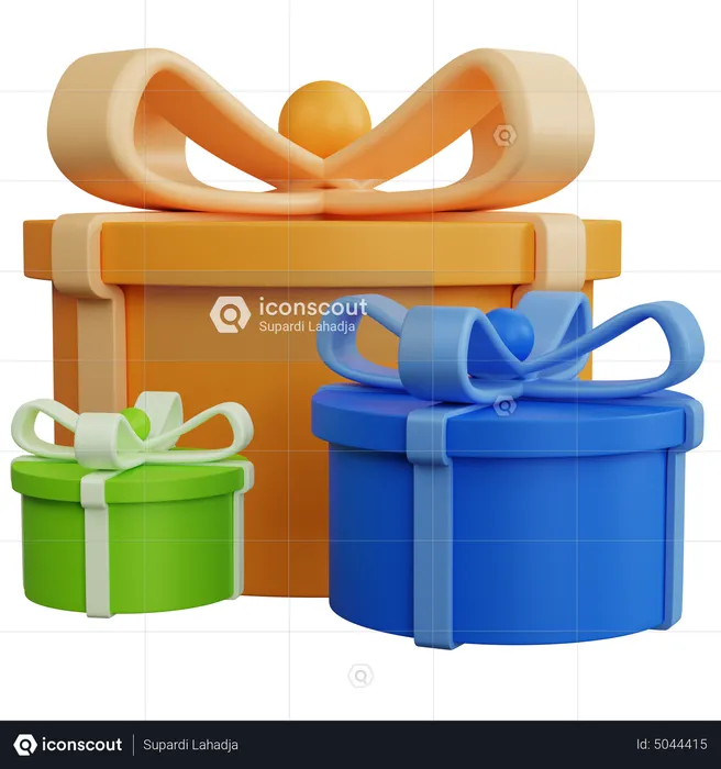 Three Round Gift Boxes  3D Icon