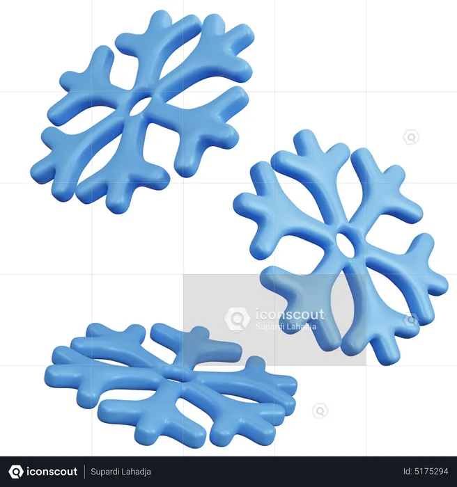 Three Snowflake  3D Icon