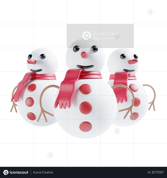 Three Snowman  3D Icon