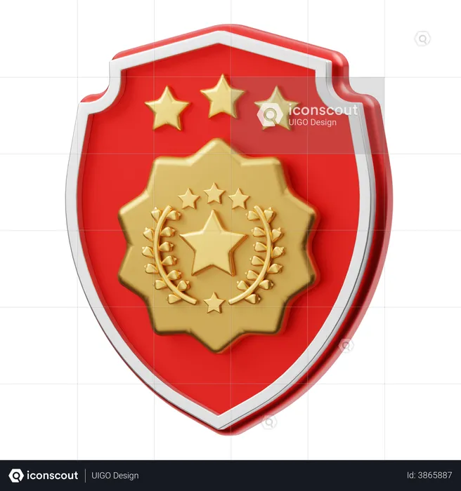 Three Star Badge  3D Illustration