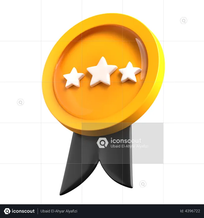 Three Star Badge  3D Illustration