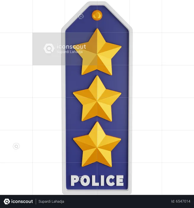 Three Star Police Rank  3D Icon