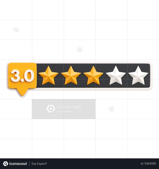 Three Star Rating  3D Icon