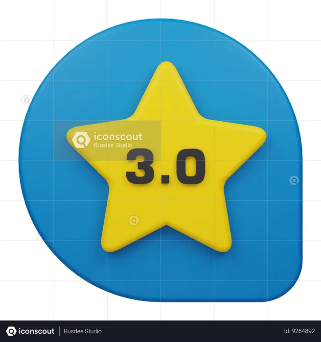 Three Star Rating Comment  3D Icon