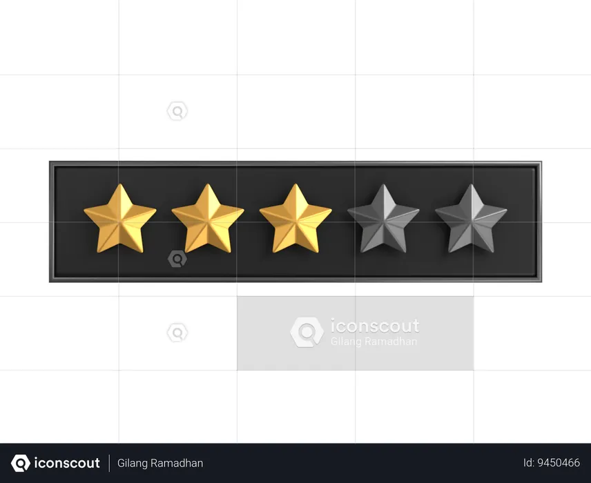 Three Star Rating Label  3D Icon