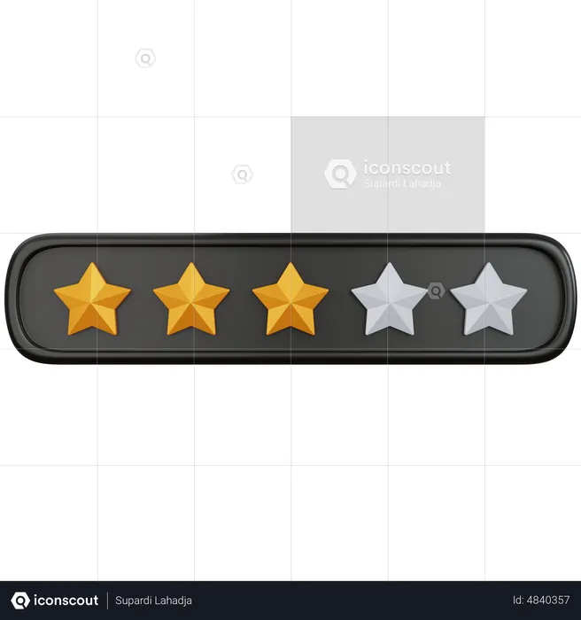Three Stars Rating  3D Illustration
