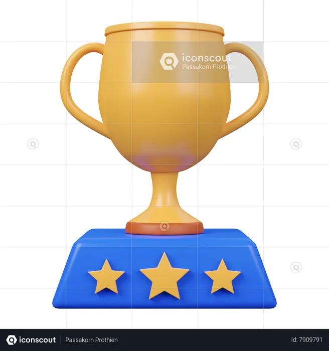 Three Stars Trophy  3D Icon
