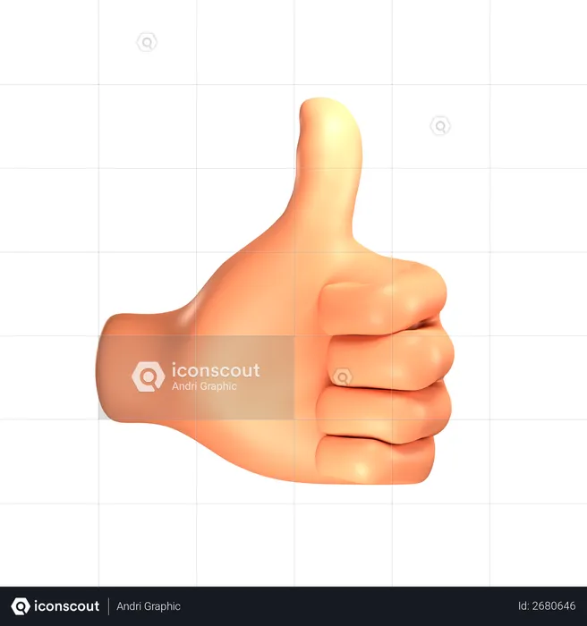 Thumbs up hand gesture  3D Illustration