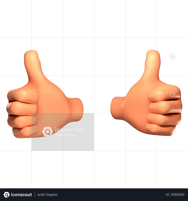 Thumbs up hand gesture  3D Illustration