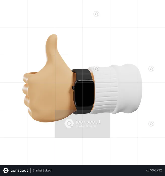 Thumbs up hand gesture  3D Illustration