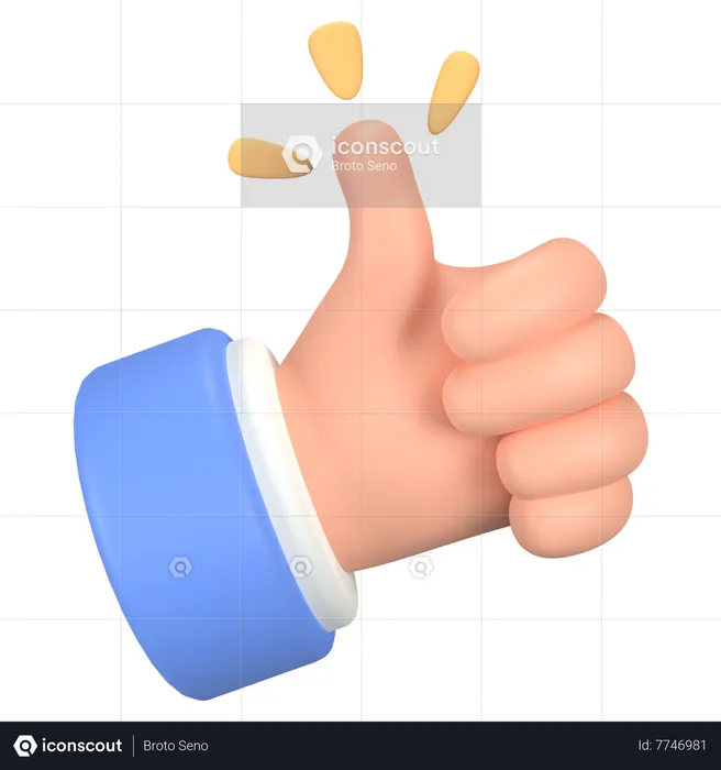 Thumbs Up Hand Gesture Emoji 3D Icon