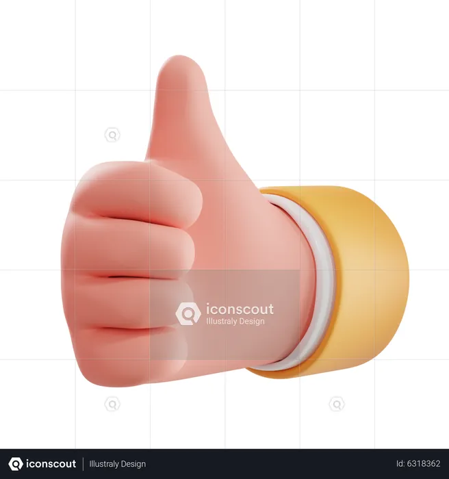 Thumps Up Hand Gesture  3D Icon