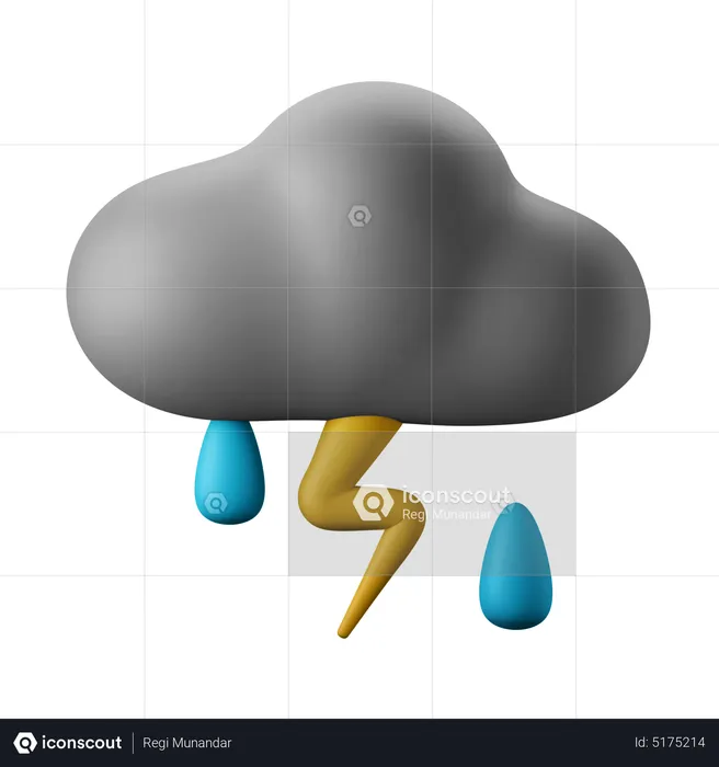 Thunder Rain  3D Icon