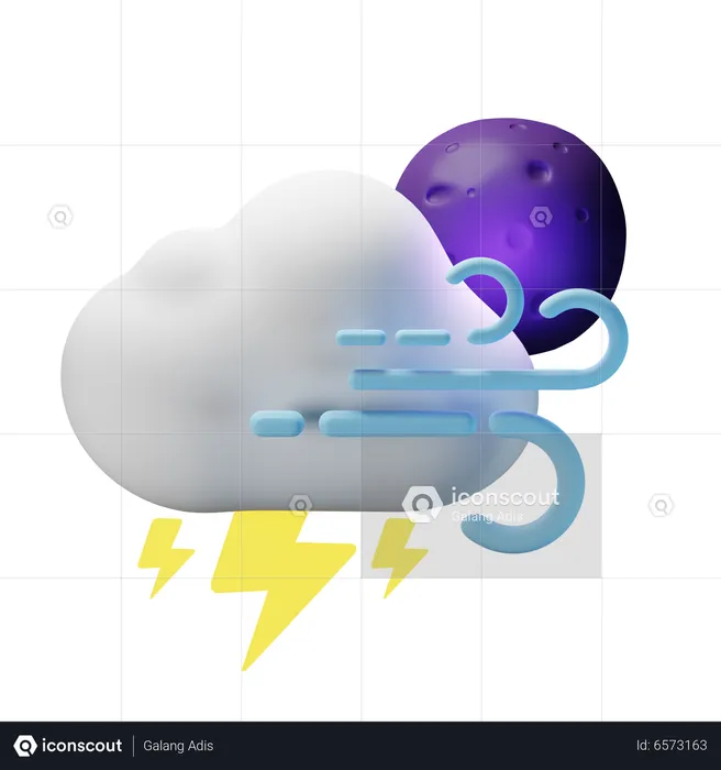 Thunder Windy Night  3D Icon