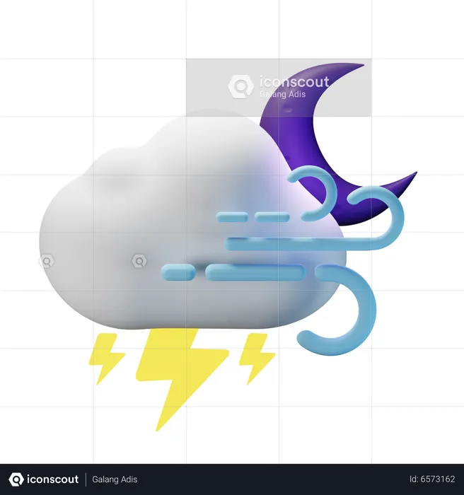 Thunder Windy Night  3D Icon